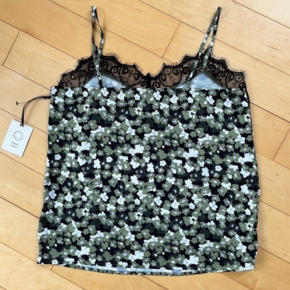 PAPER Label Brand Eyelash Lace Trim Floral Satin Cami - Picture 5 of 10